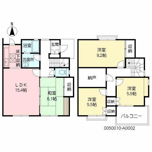ヒルズ茶山A棟(4LDK/1階)の間取り写真