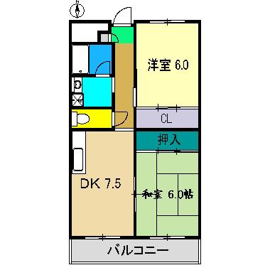 エトワール南御座(2DK/3階)の間取り写真