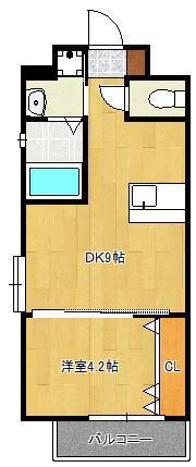 ラフィーネ葛原レスト(1DK/12階)の間取り写真