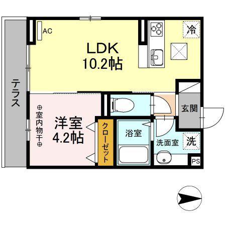クレールエイワVI(1LDK/1階)の間取り写真