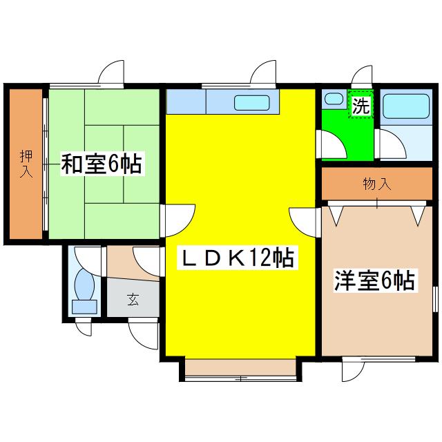 拓穂ハイツ(2LDK/2階)の間取り写真