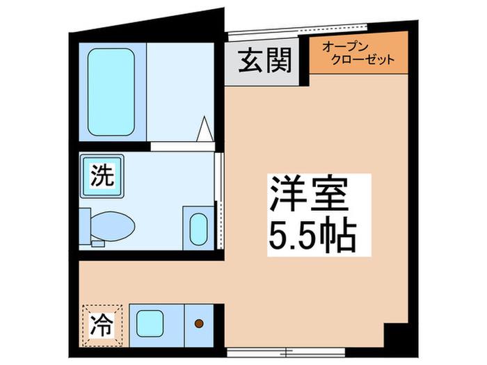 京王線 調布駅 徒歩8分 2階建 築2年(ワンルーム/1階)の間取り写真