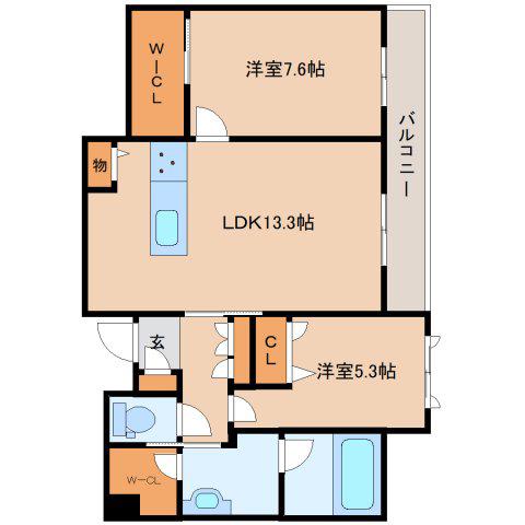 グランシャーメゾン新大宮(2LDK/2階)の間取り写真