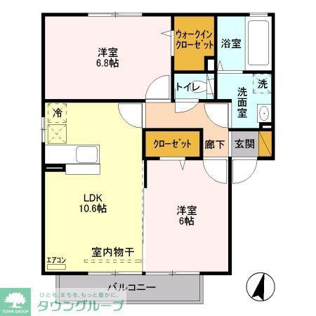 アクシスふじみ野III(2LDK/2階)の間取り写真