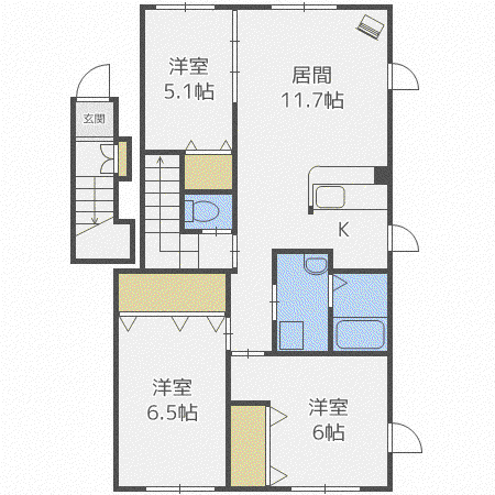 CALM COURT IV(3LDK/2階)の間取り写真