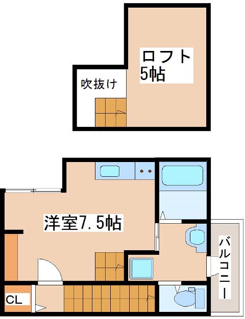 あんしん明石(ワンルーム/2階)の間取り写真