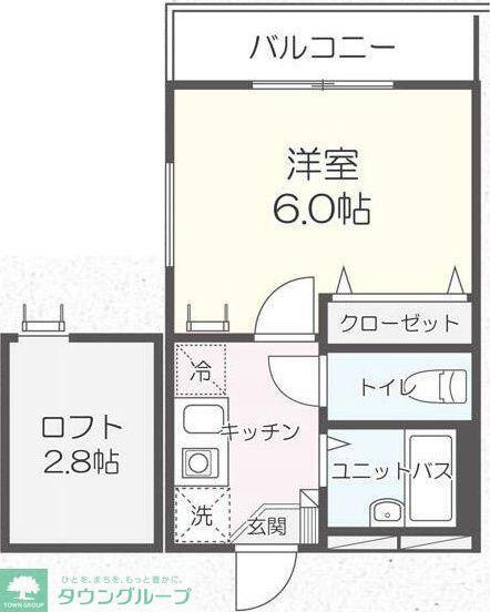 タウンフィールドA(1K/1階)の間取り写真