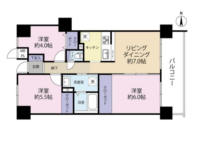 ライオンズマンション大阪狭山弐番館(3LDK/9階)の間取り写真