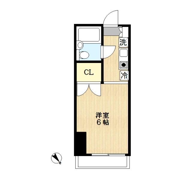 K3レジデンス(ワンルーム/2階)の間取り写真