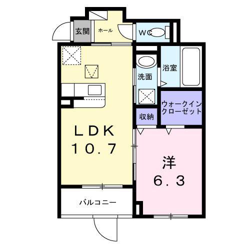 中本5丁目アパート(1LDK/1階)の間取り写真