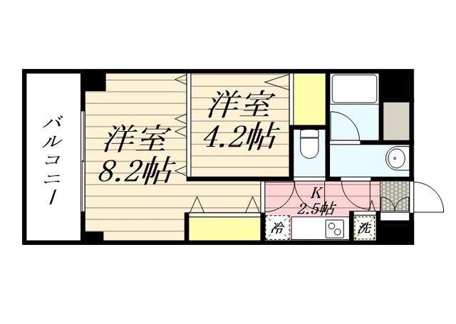 グリーンズ平尾(2K/2階)の間取り写真