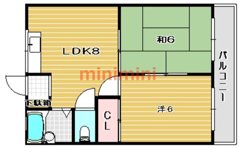 ハイツユリ(2LDK/1階)の間取り写真