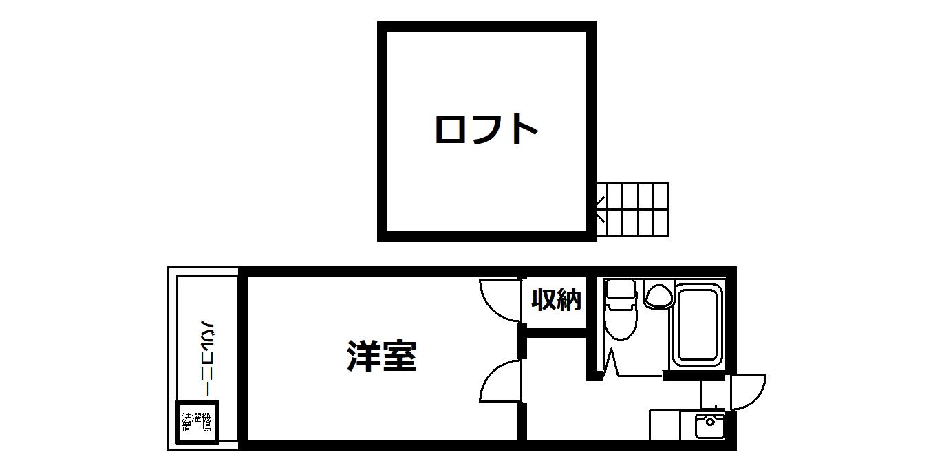 パレスミワII(1K/2階)の間取り写真