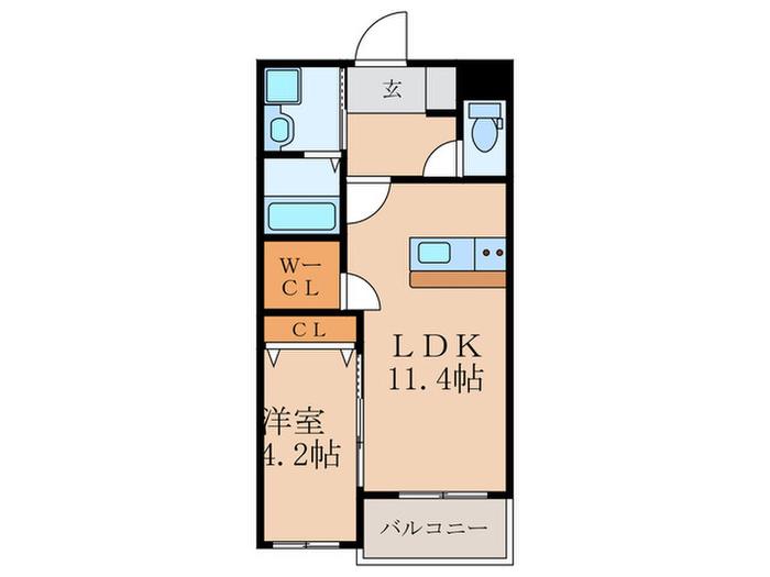 MDIプラデリビオ行橋駅前(1LDK/2階)の間取り写真