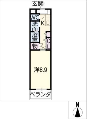 アヴニール(1K/1階)の間取り写真