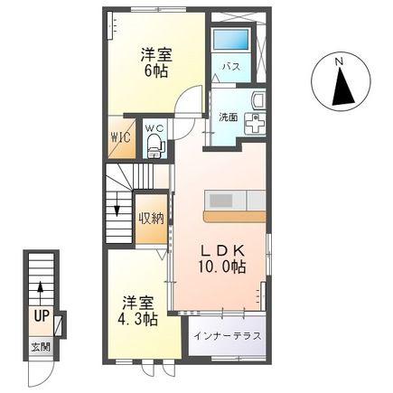 シャンテ(2LDK/2階)の間取り写真