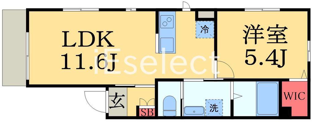 サニープレイス都賀(1LDK/1階)の間取り写真