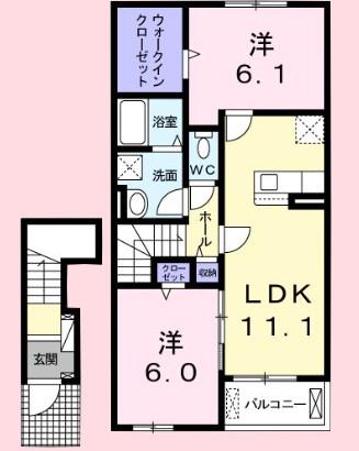マーサ オーラス(2LDK/2階)の間取り写真