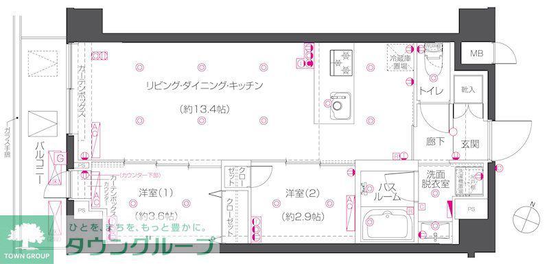 ZOOM練馬高野台(2LDK/4階)の間取り写真