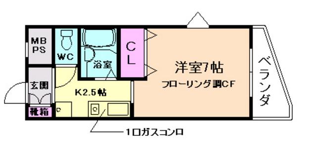マンション豊島(1K/6階)の間取り写真