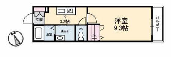 SHAMAISON AMIYA(1K/2階)の間取り写真