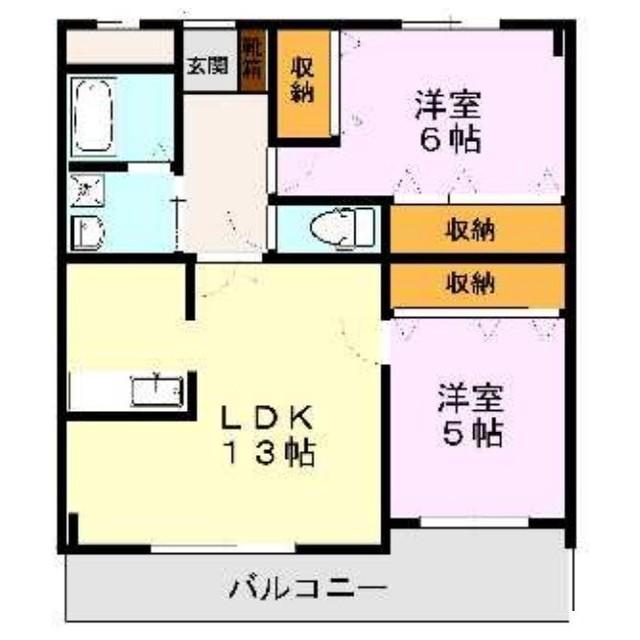 ビッグヴィレッジ(2LDK/2階)の間取り写真