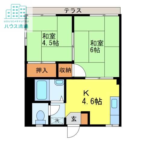 ゆたかコーポ(2K/1階)の間取り写真