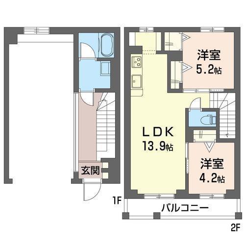 ベルパエーゼ(2LDK/1階)の間取り写真