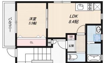SCHALE(1LDK/3階)の間取り写真