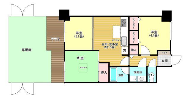 ライオンズガーデン青梅(3DK/2階)の間取り写真
