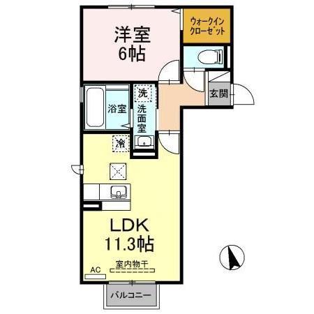 シャインクレールB(1LDK/1階)の間取り写真