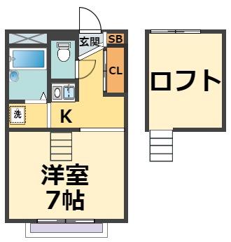 ガーデンハウス西宮(1K/2階)の間取り写真