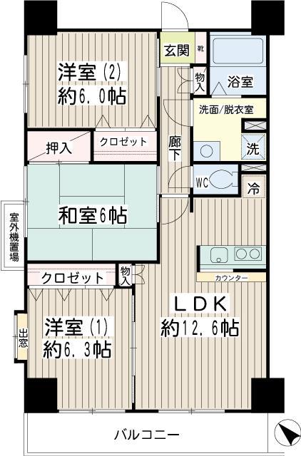スカイ61(3LDK/10階)の間取り写真