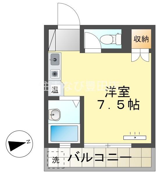 アンダンテ若宮(ワンルーム/2階)の間取り写真
