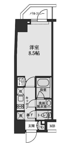 S-RESIDENCE清澄白河(1K/3階)の間取り写真