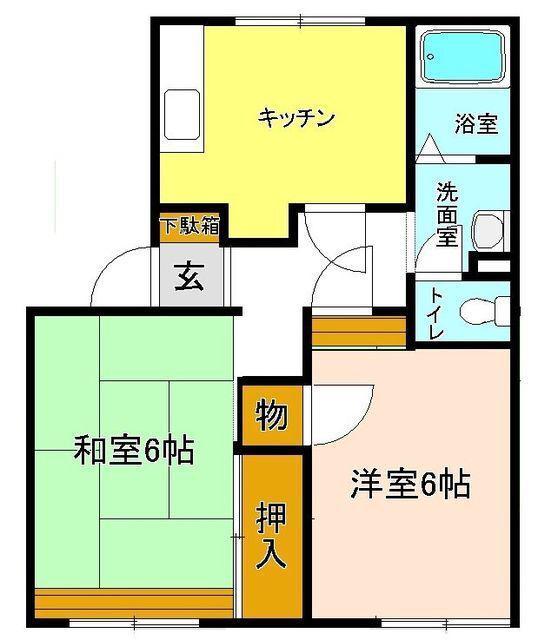 ジュネスピアA(2K/1階)の間取り写真