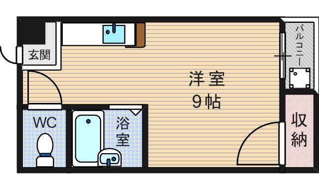 レジデンスユニ(ワンルーム/3階)の間取り写真