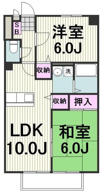 サンモール小机II(2LDK/2階)の間取り写真