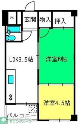 浅間ハイツ(2DK/3階)の間取り写真