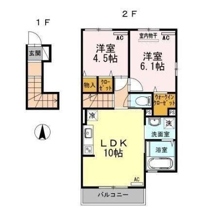 レヴール コンステレーション(2LDK/2階)の間取り写真