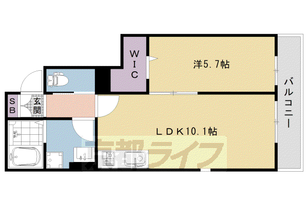 ユアメゾン梅津北(1LDK/1階)の間取り写真
