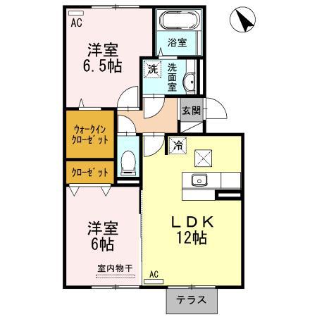 エザンス水呑(2LDK/3階)の間取り写真