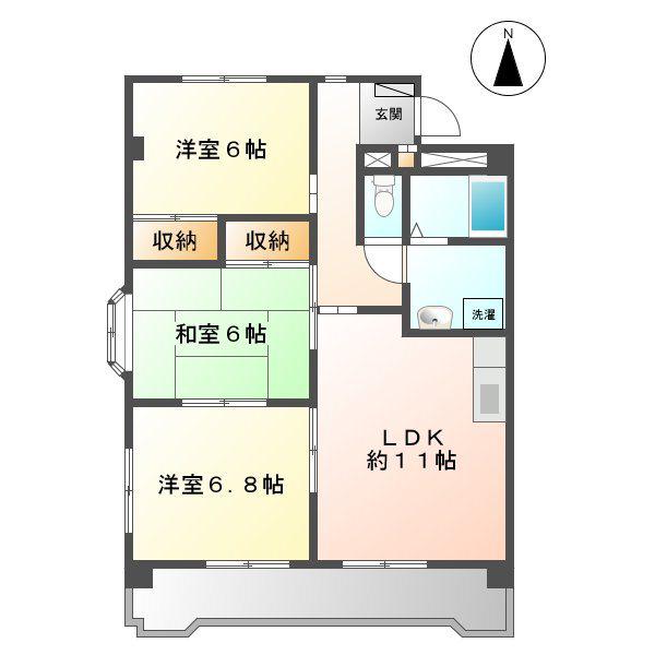 第3横吹小菅ビル(3LDK/2階)の間取り写真