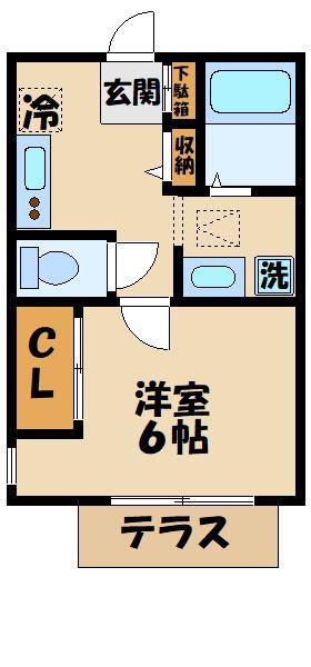 エメラルドハイツ(1K/1階)の間取り写真