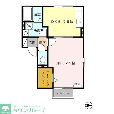ラ・カーサ アスカII(1DK/2階)の間取り写真