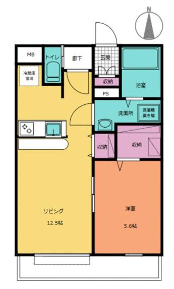 ソシア坂下町(1LDK/1階)の間取り写真