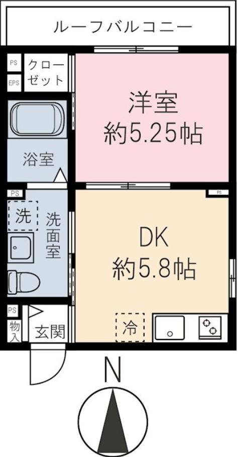 池袋本町1丁目パレス(1DK/3階)の間取り写真