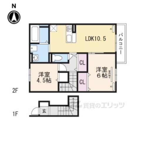 LIVINON イースト(2LDK/2階)の間取り写真