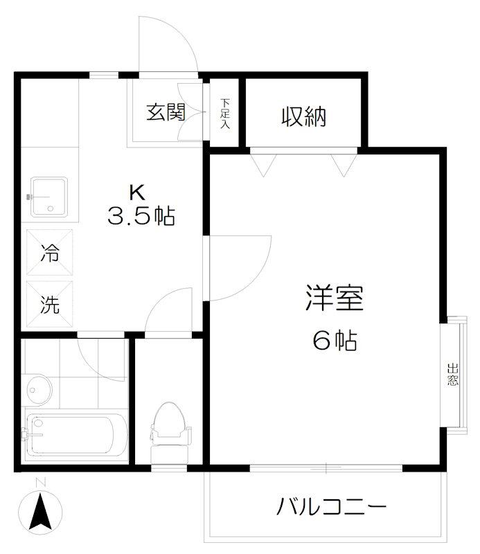 ボナール(1K/2階)の間取り写真