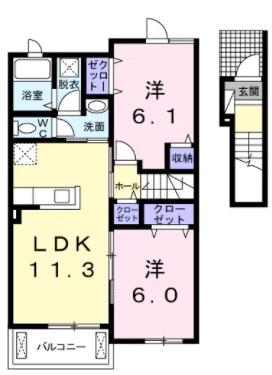 シェーン ブルーメ(2LDK/2階)の間取り写真